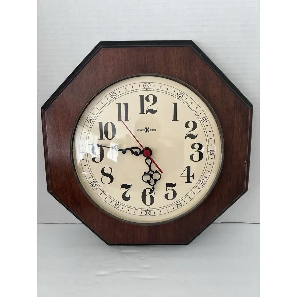 Vintage Howard Miller Octagon Wall Clock Model 612-608 Made In USA (Zeeland, MI)